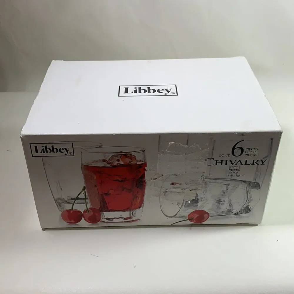 Libbey 6 Piece Set Glass Chivalry Juice Cocktail Rocks Bar Glasses New